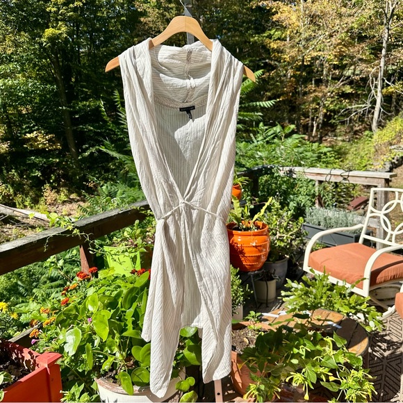 Eileen Fisher Other - NWOT Eileen Fisher White Pinstripe Lightweight Wrap Coverup One Size Sample